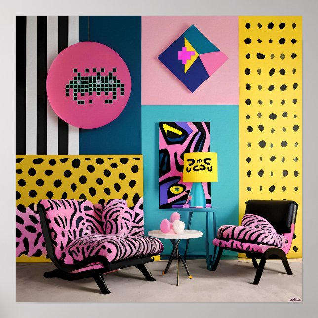 Poster Recepção de Design Memphis Sonho (Frente)