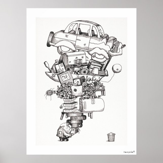 Poster Reciclar (1970) vintage ilustrado (Frente)