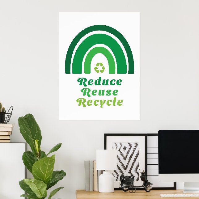 Poster Reciclar de Reutilização Ambiental do Arco-Íris Ve (Escritório em casa)