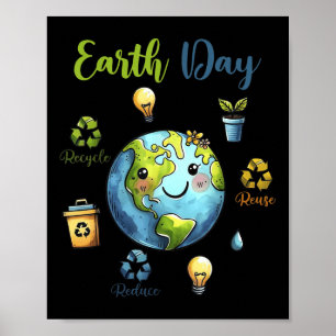 Poster Reciclar de Reutilização Reduzida no Dia da Terra 