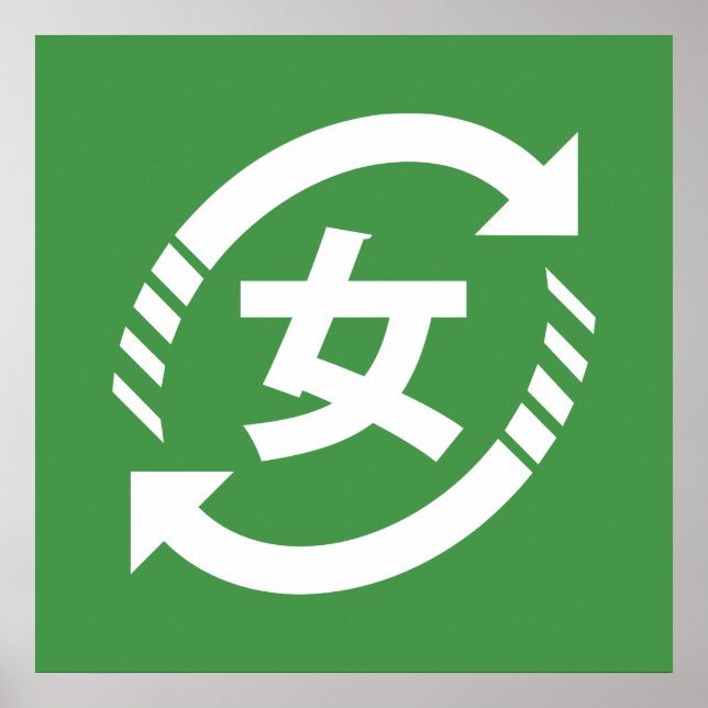 Poster Reciclar Japonês Girls | Símbolo Kanji Nihongo (Frente)