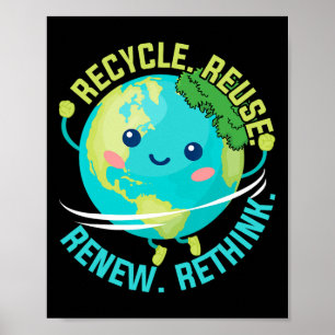 Poster Reciclar Reuse Renove ReThink Earth Day Boy Todler