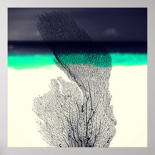 Pôster Recife de corais abstrato moderno do mar no fundo