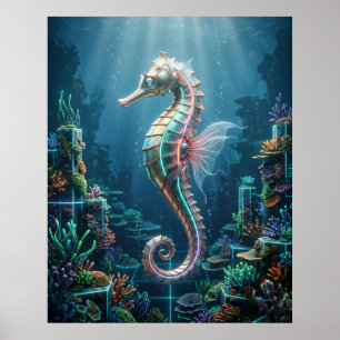 Poster Recife de Coral Cavalo-Marinho Neon
