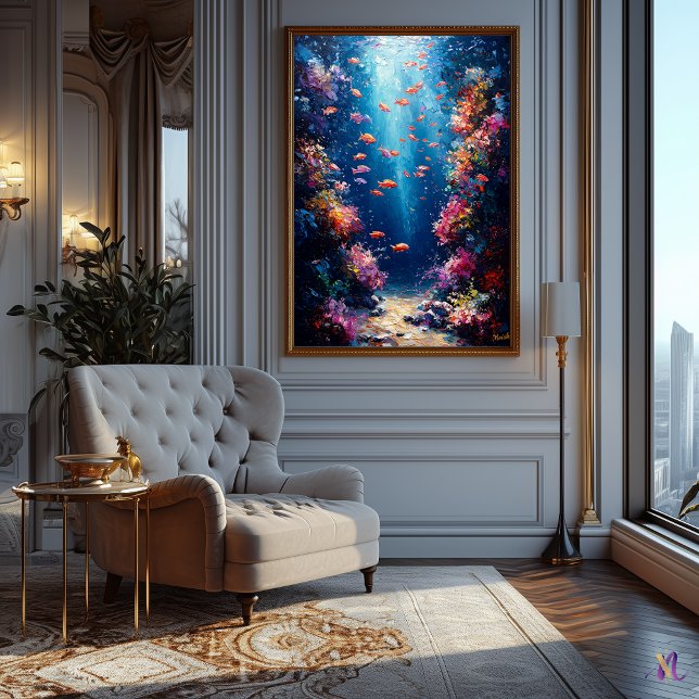 Poster Recife de Coral Subaquático em Estilo Impressionis (Criador carregado)