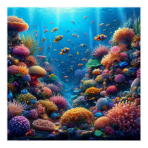 Recife de Coral Vibrante com Peixe-Palhaço Vívido