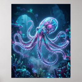 Poster Recife de Dados do Polvo Neon