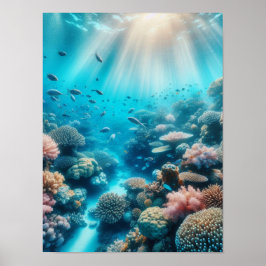 Poster Recife do oceano e raios solares