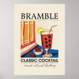Poster Recipiente Clássico do Cocktail de Bramble - Retro