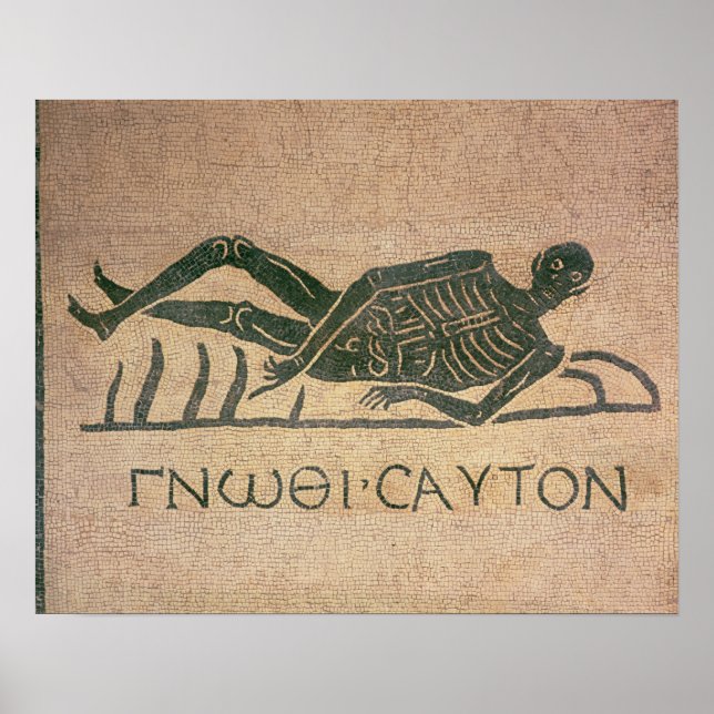 Pôster Reclinando esqueleto com a legenda "Saber" (Frente)