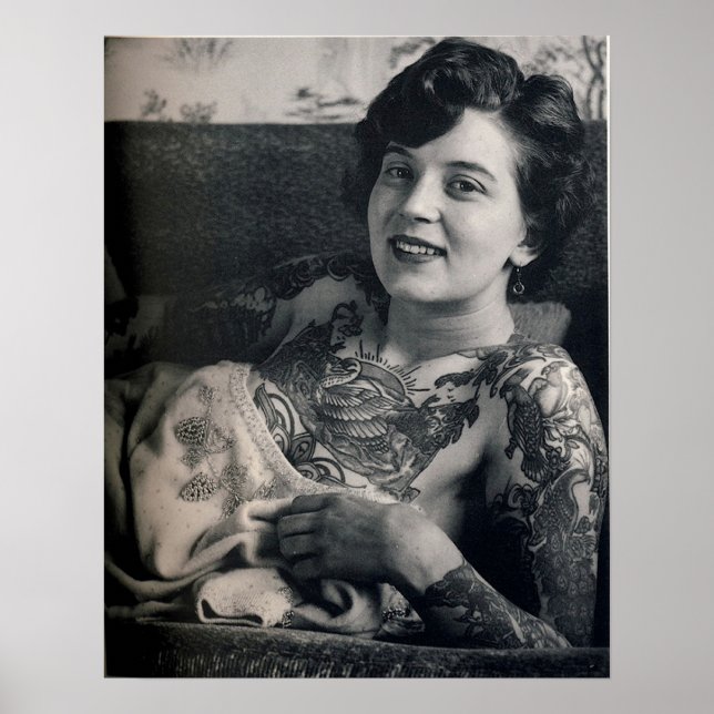 Poster Reclinando Senhora Tatuada (Frente)