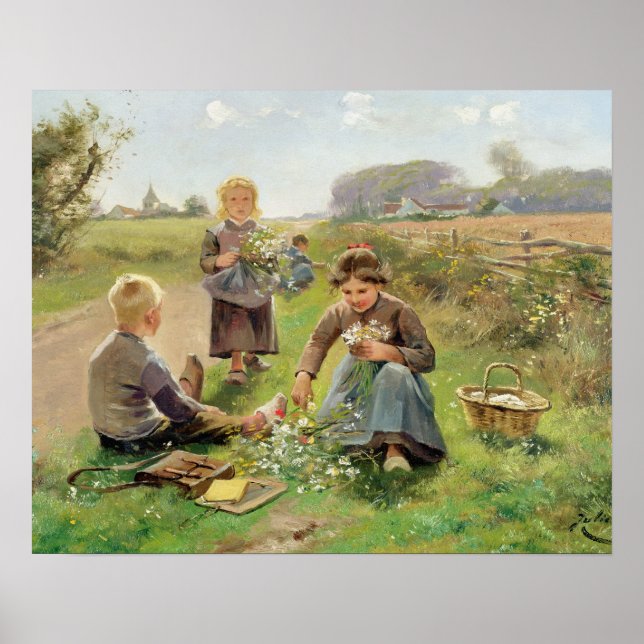 Pôster Recolha de flores (óleo na canvas) (Frente)
