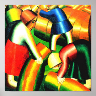 Poster Recolhendo a arte do russo do vintage do impressã