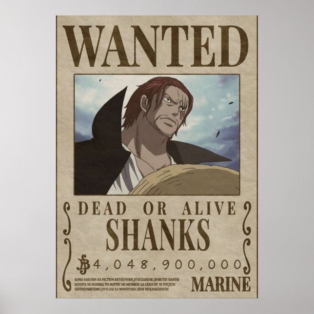 Poster recompensa de Shanks de Desejo (Frente)