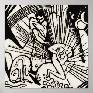 Poster Reconciliação por Franz Marc Famoso Woodcut