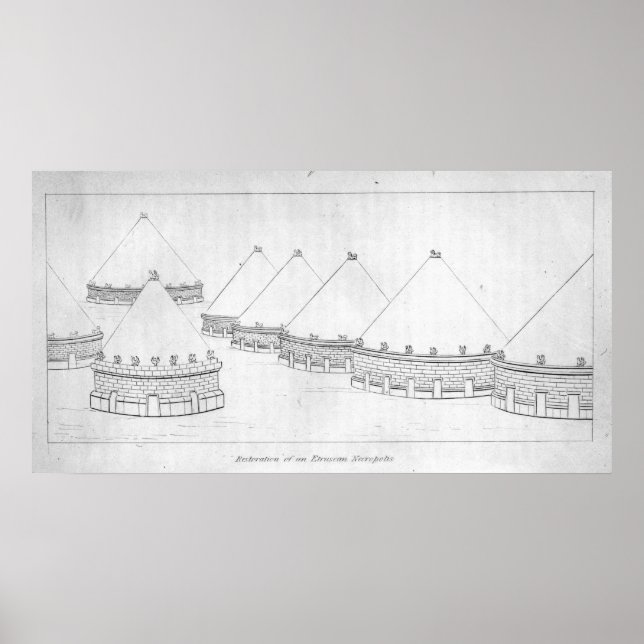 Pôster Reconstrução de túmulos Etruscanos em Tarquinia (Frente)