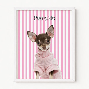 Poster Recortar Foto da Família com Cachorro Listra Rosa