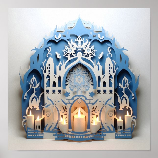 Poster Recorte de papel Hannukah Holiday (Frente)