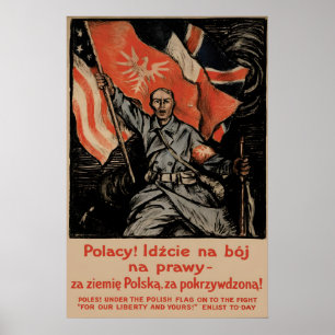 Poster Recrutamento na Polônia durante a Primeira Guerra