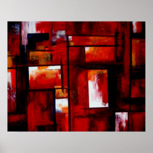 Poster Red Abstrato Art Original Creative Modern