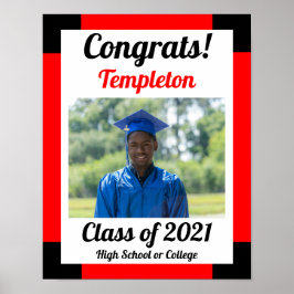 Poster Red and Black School Colors Graduation