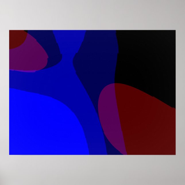 Poster Red And Blue Abstrato Art 601 (Frente)