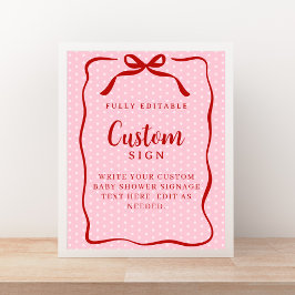 Poster Red and Pink Valentines Baby Shower Custom Sign