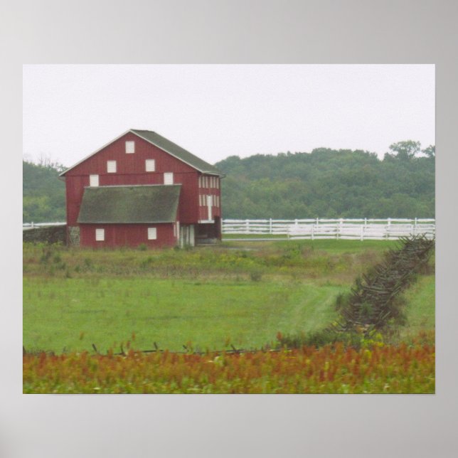 Poster Red and White Barn Gettysburg, Pensilvânia (Frente)