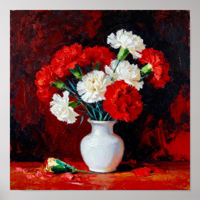 Poster Red and White Carnations After Van Gogh (Frente)
