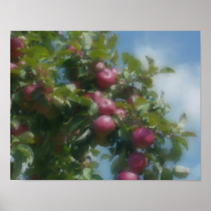 Pôster Red Apples On Tree Photo Painting
