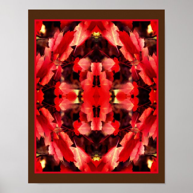 Poster Red Autumn deixa Abstrato de pintura natural (Frente)