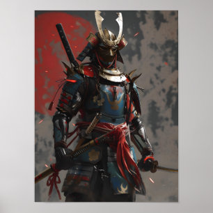 Poster Red Badass Samurai