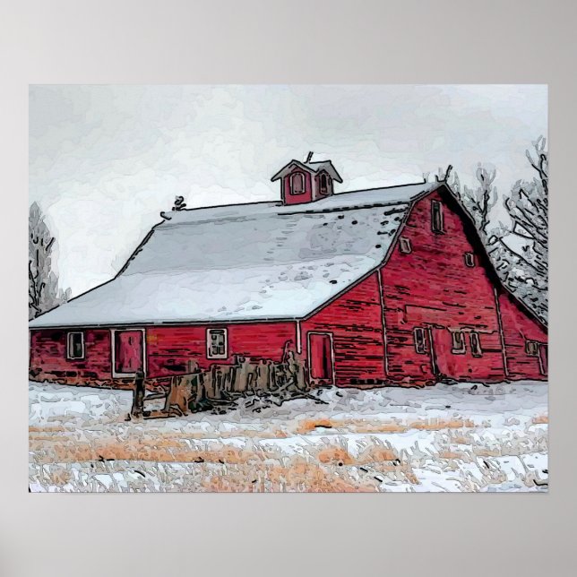 Poster Red Barn Antigo (Frente)