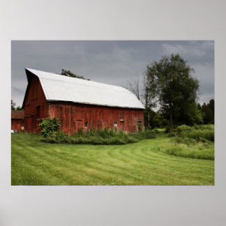 Poster Red barn in the rural setting