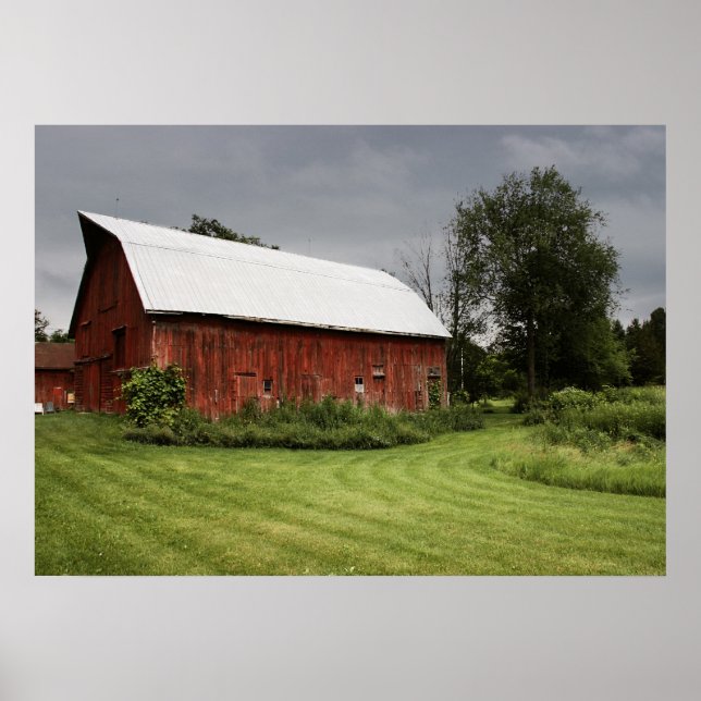 Poster Red barn in the rural setting (Frente)