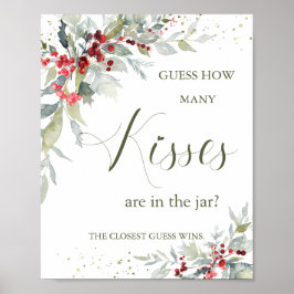 Poster Red Berries Greenery Quantos Kisses em Jar