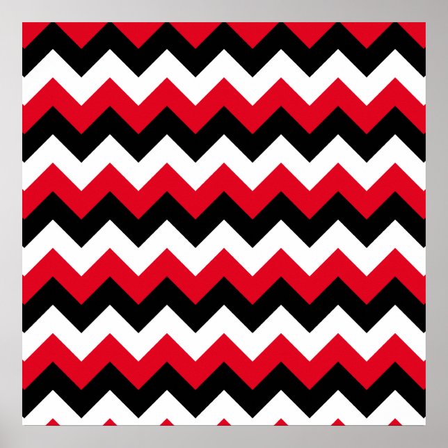 Pôster Red Black and White Zigzag (Frente)