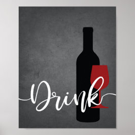Poster Red Black Cinza White Kitchen Cote DRINK Wall Art