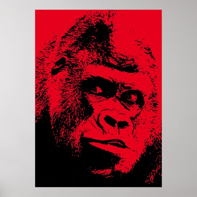 Poster Red Black Pop Art Gorilla (Frente)