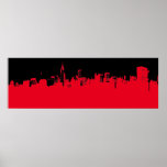 Pôster Red Black Pop Art Nova Iorque Skyline<br><div class="desc">Vermelho - Nova Iorque preto - Imagem de Arte Digital dos Arrastões de Manhattan</div>