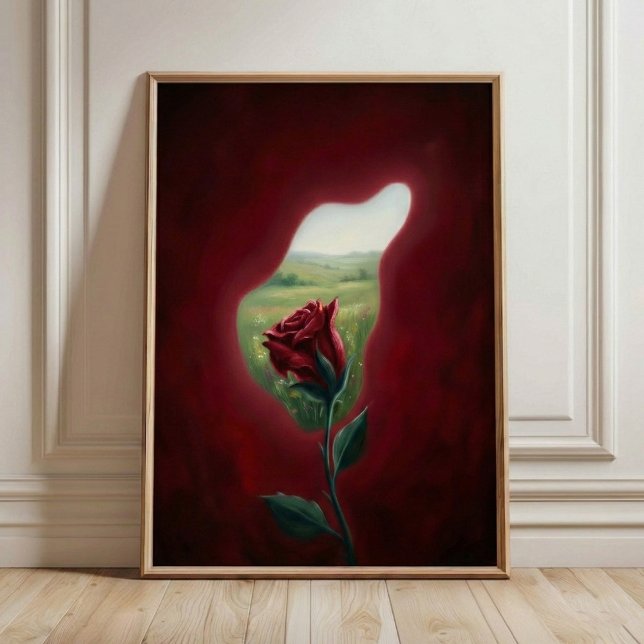 Poster Red Bloom Window – Surreal Floral Wall Art Print (Criador carregado)