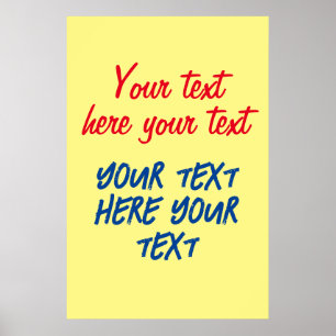 Poster Red Blue Calligrafe seu texto aqui substitua o slo