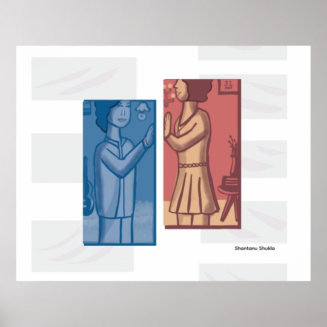 Poster Red & Blue modern art  (Frente)
