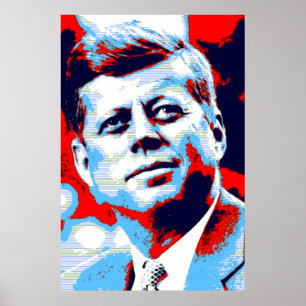 Poster Red Blue Pop Art JFK John F. Kennedy
