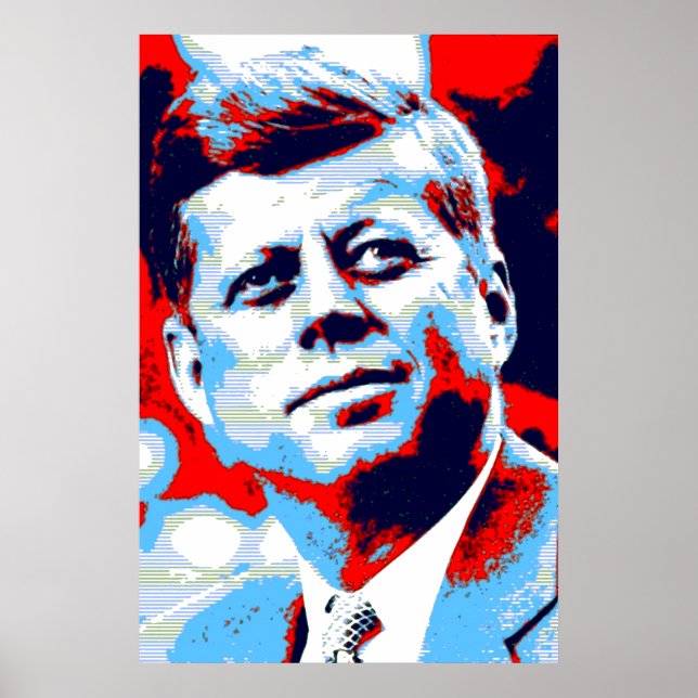 Poster Red Blue Pop Art JFK John F. Kennedy (Frente)