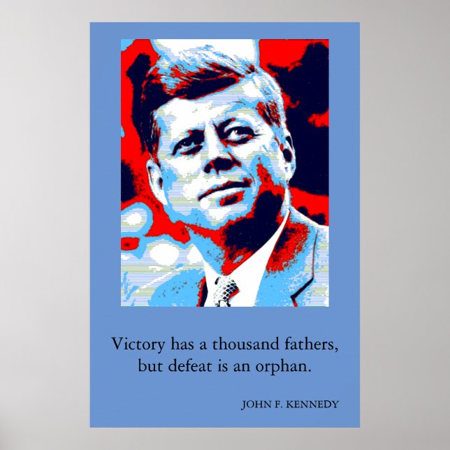 Poster Red Blue Pop Art JFK John F. Kennedy Quote Achieve (Frente)