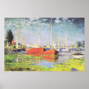 Poster Red Boats na Argentina por Claude Monet