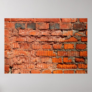 Poster Red brick wall textureabandoned, aging, antique, a