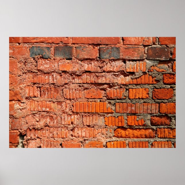Poster Red brick wall textureabandoned, aging, antique, a (Frente)