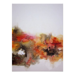 Pôster Red Brown Orange White Modern Abstrato Canvas Art